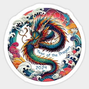 Vibrant Anime Dragon: Lunar New Year 2024 Sticker